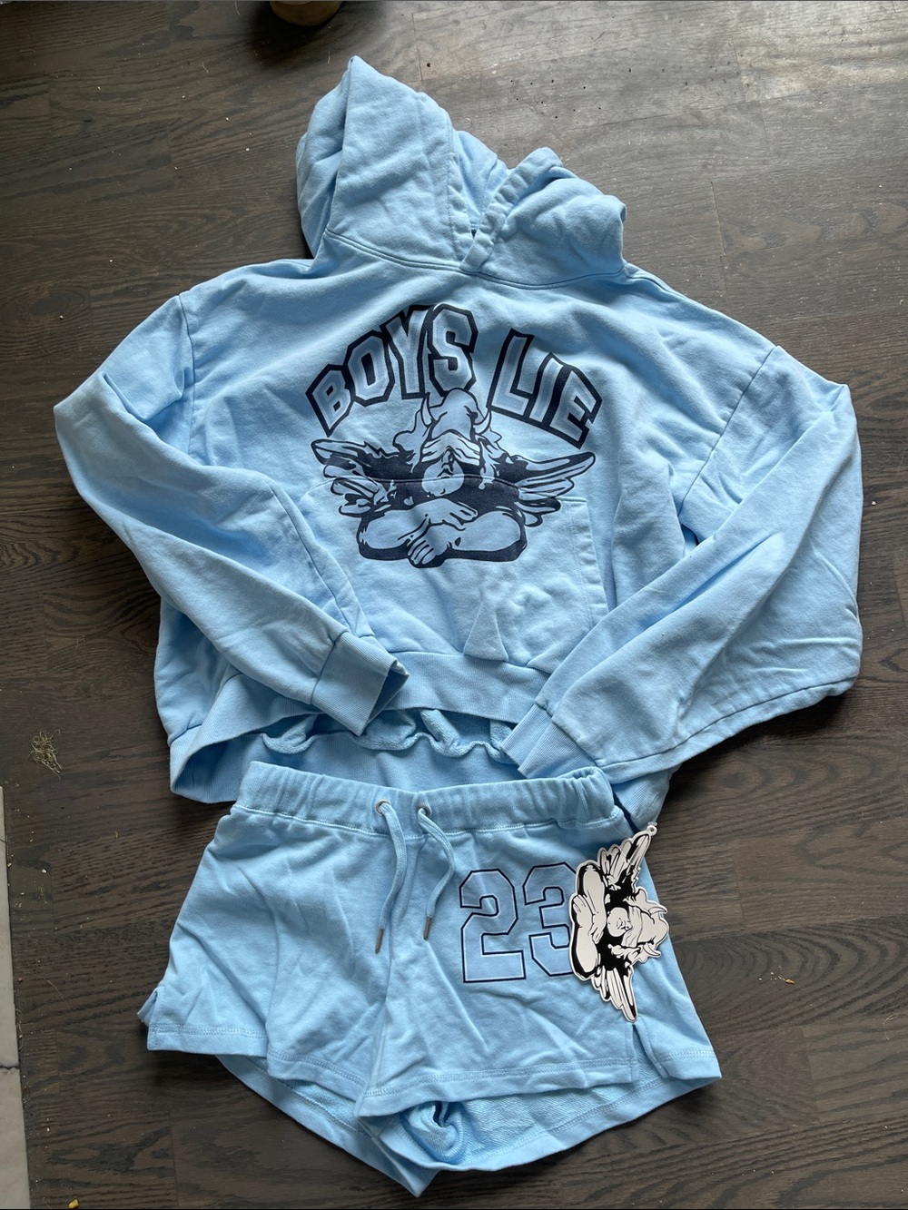 Boys Lie Light Blue Hoodie & Shorts Set shorts and sweatshirt dream team